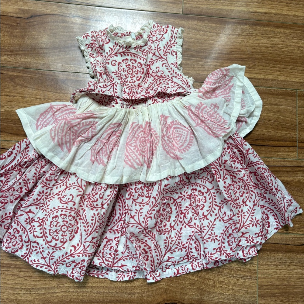 Pink Chicken Red and Cream Floral Dress